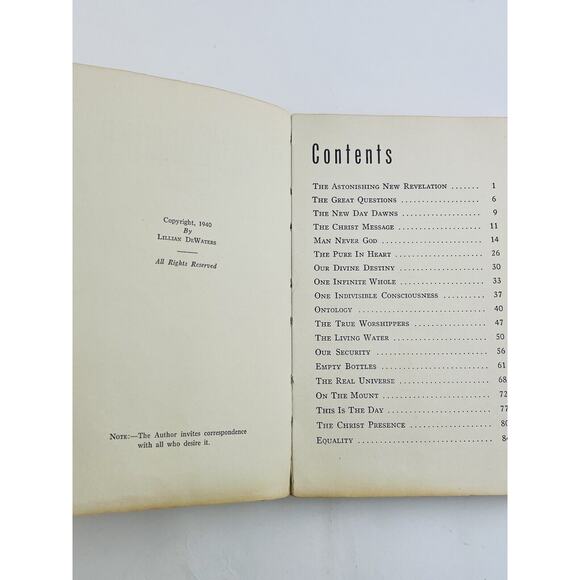 The Great Answer: The Message of Ontology by Lillian DeWaters 1940 SoftCover Tan - Picture 8 of 16